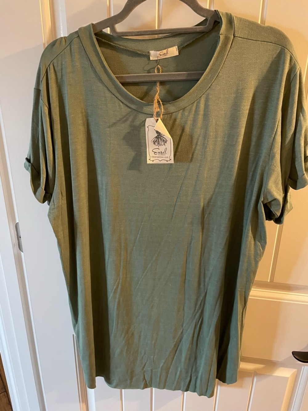 easel Olive Green Short-Sleeve Relaxed Crewneck Tee